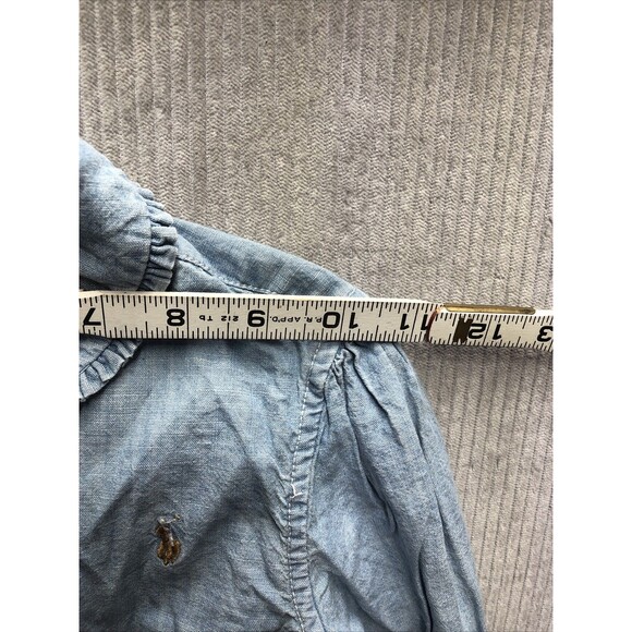 Polo Ralph Lauren Girls Denim Shirt Size 5 Button Up Round Ruffle Collar - Picture 9 of 14